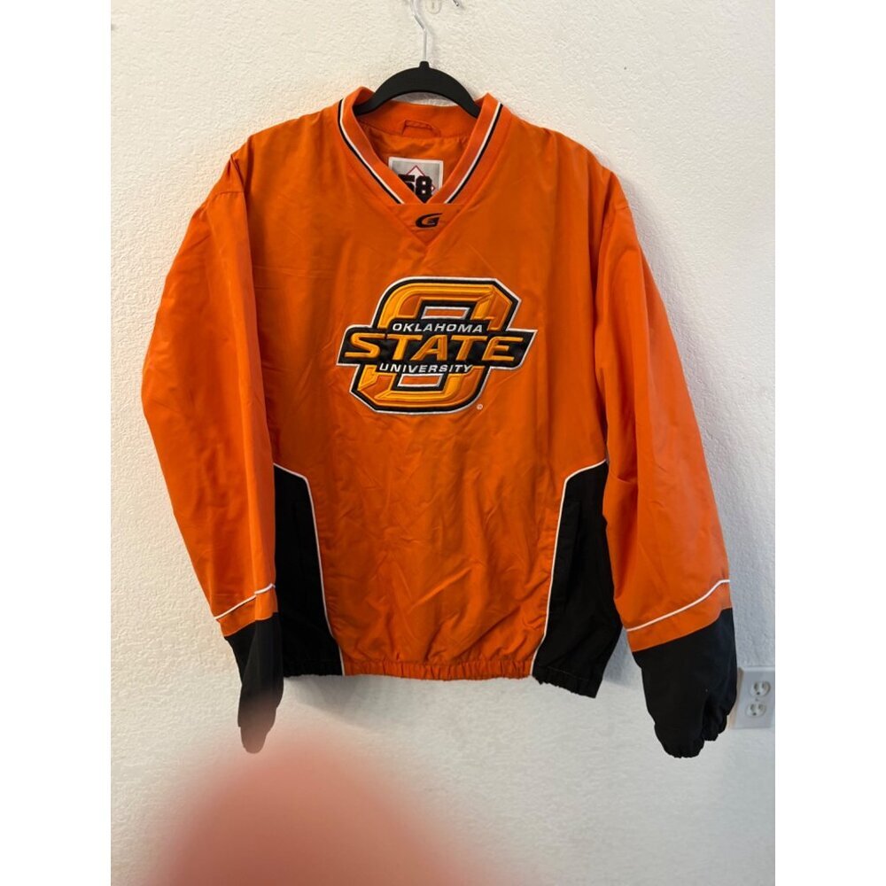 58 Sports Oklahoma State University embroidered windbreaker jacket mens size med